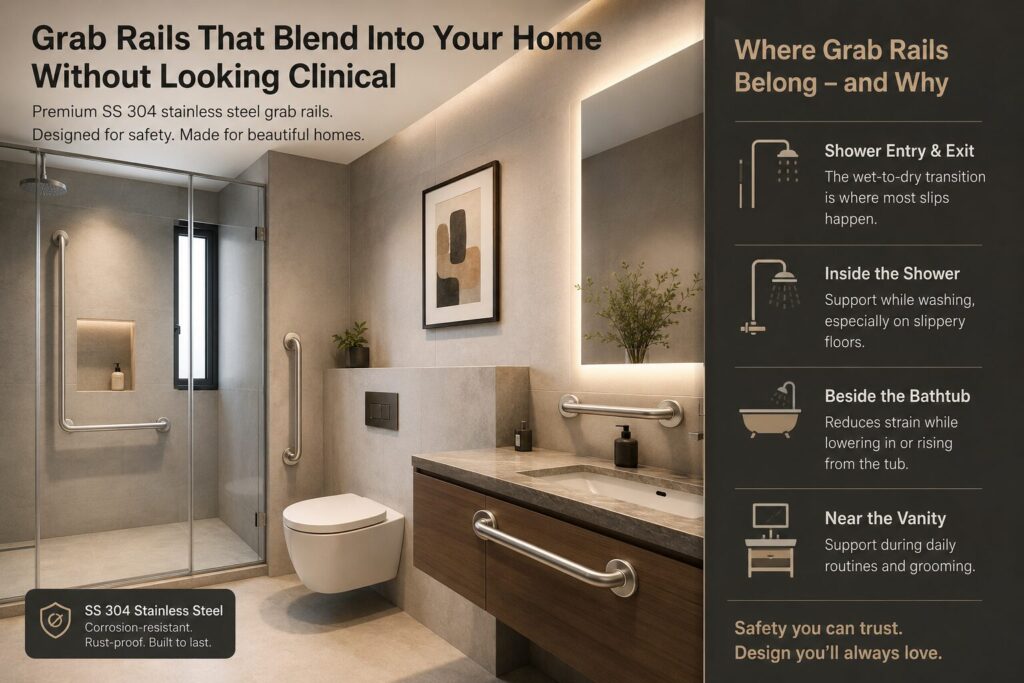 Artis Living Grab Rails that look more clinical, here's why you need it. connect with us today!