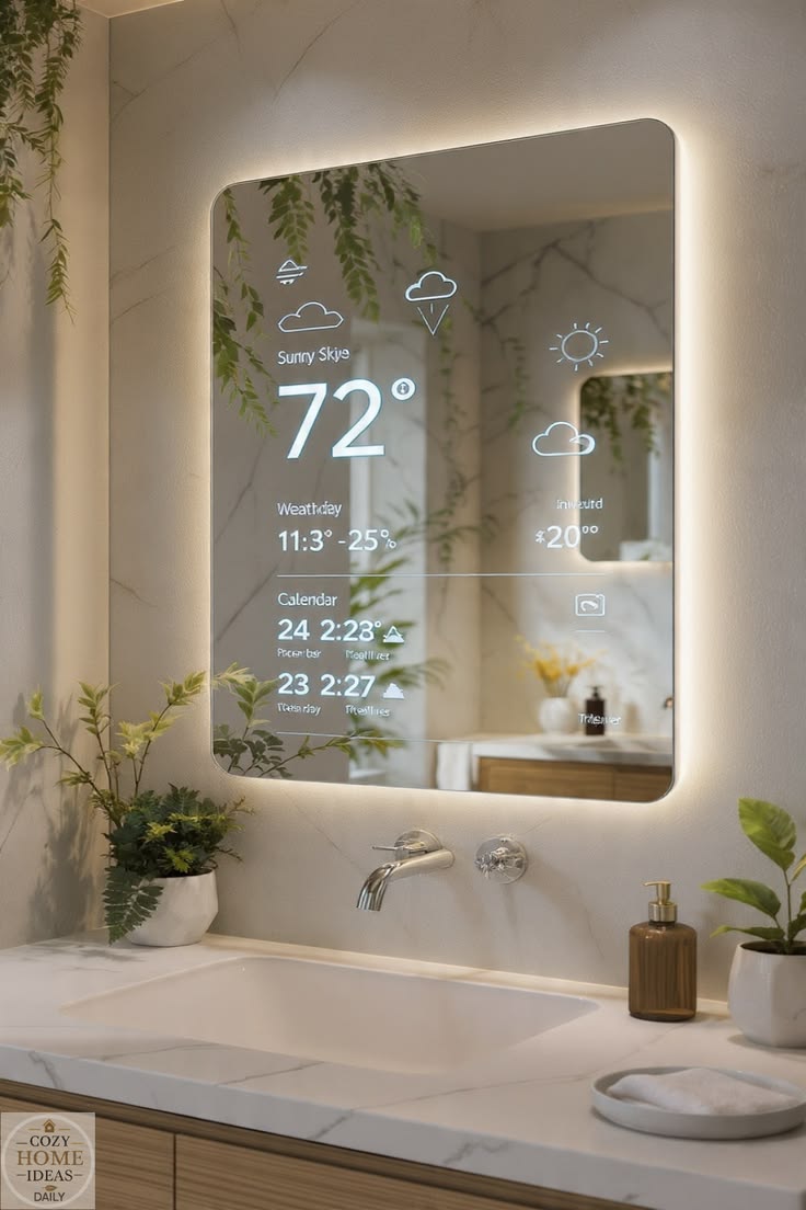 Smart intelligent mirrors with AI skin analysis and skin condition tracking feature displayed in modern Artis Living bathroom. Connect with us today!